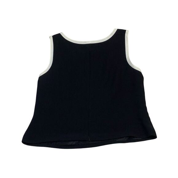 Casual Corner Vntg 90s Black Tailored Blazer & Shell w White Edging  - Size 12 - Picture 4 of 7